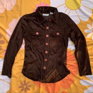 Brown Velvet Button Up Long Sleeve